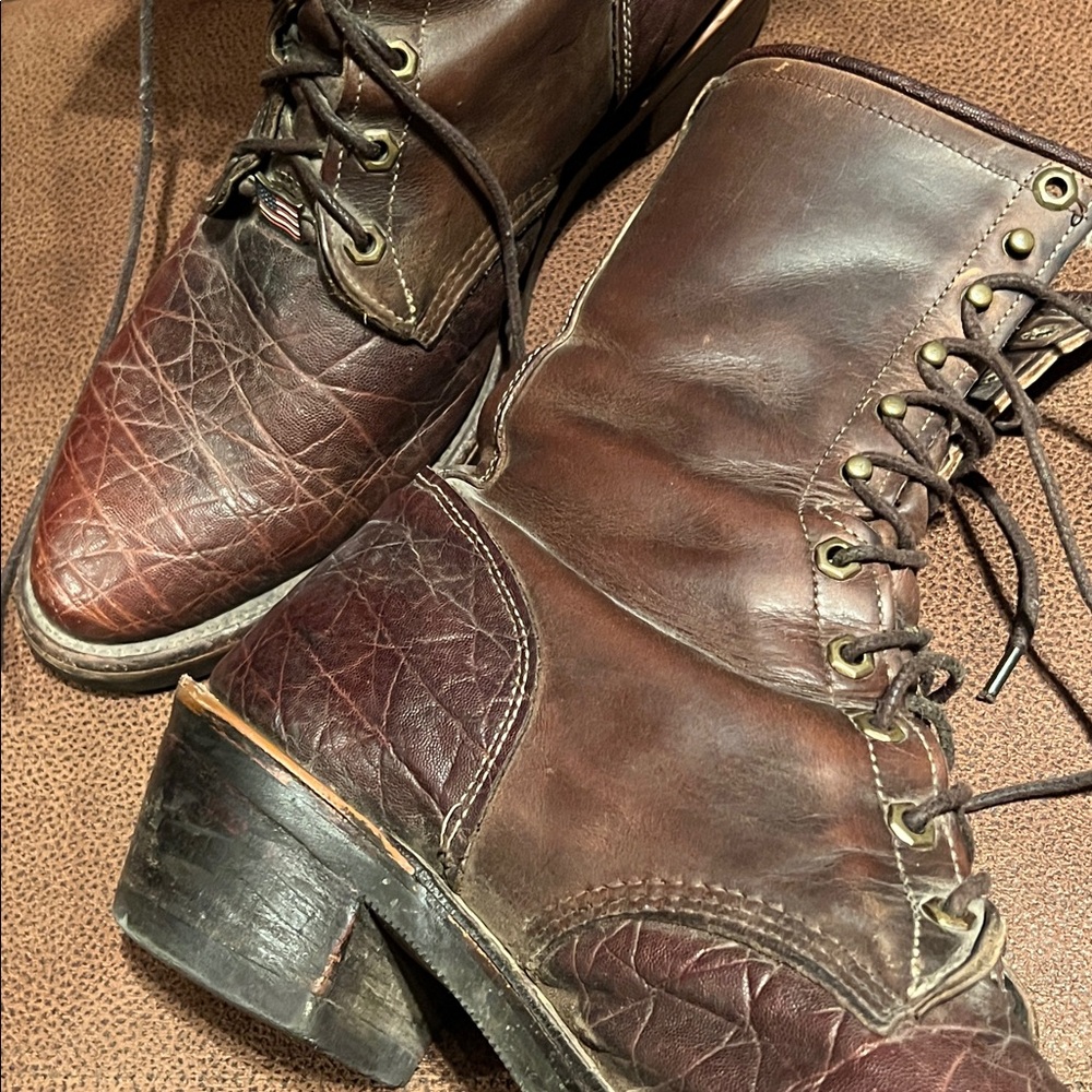 Chippewa Dark Brown Lace-Up Leather Work Boots - Picture 2 of 16